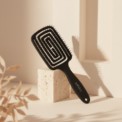 Maze Negro Cepillo Esqueleto Flexible Para Cabello Brillo y Suavidad