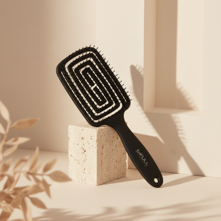 Maze Negro Cepillo Esqueleto Flexible Para Cabello Brillo y Suavidad