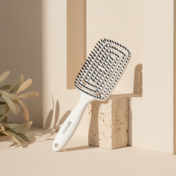 Maze Blanco Cepillo Esqueleto Flexible Para Cabello Brillo y Suavidad