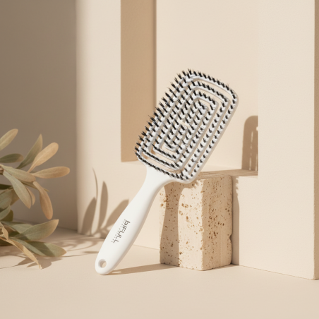 Maze Blanco Cepillo Esqueleto Flexible Para Cabello Brillo y Suavidad