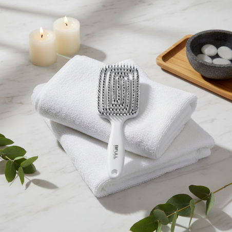 Maze Blanco Cepillo Esqueleto Flexible Para Cabello Brillo y Suavidad