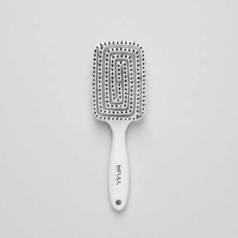 Maze Blanco Cepillo Esqueleto Flexible Para Cabello Brillo y Suavidad
