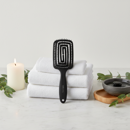 Maze Negro Cepillo Esqueleto Flexible Para Cabello Brillo y Suavidad
